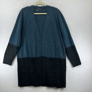 Love Ellie (Stitch Fix) Cardigan Size L Blue & Black Open Front Colorblock NWOT
